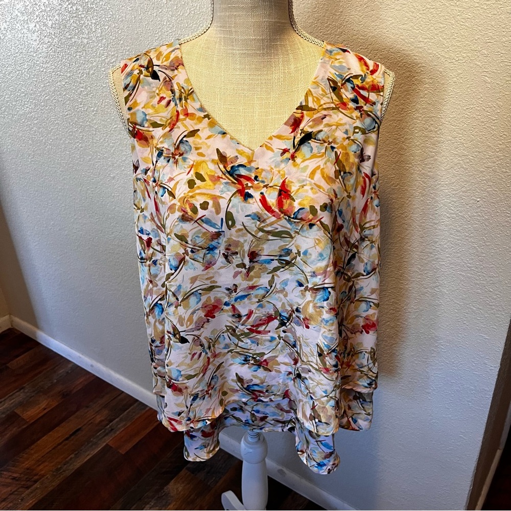Zac & Rachel Floral Sleeveless Women's Top Size Medium